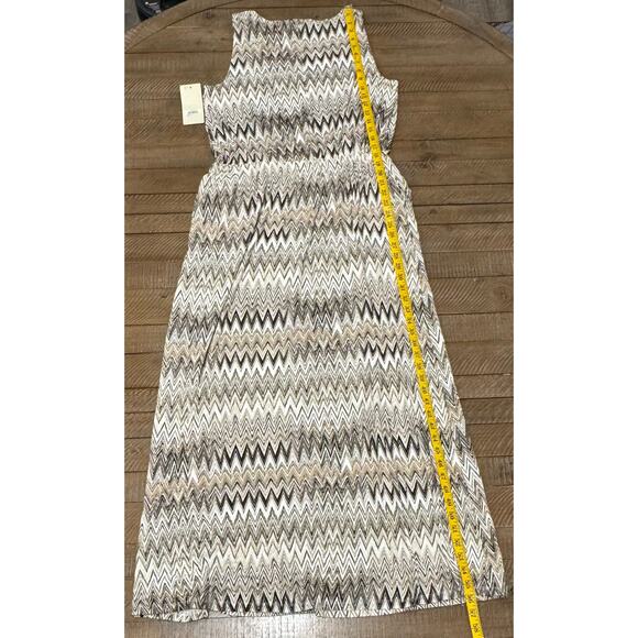 Sejour Jersey Maxi Tank Dress Blouson Pockets Sleeveless Zig Zag Tan Plus 1X - Picture 4 of 9